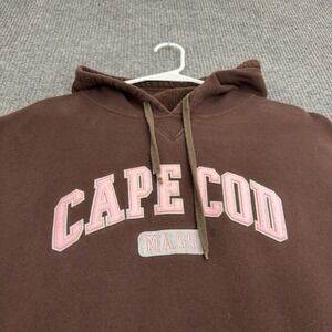 Cape Cod Mass Embroidered Cuffy's Hoodie Mens XL Brown Cotton Polyester Gorpcore